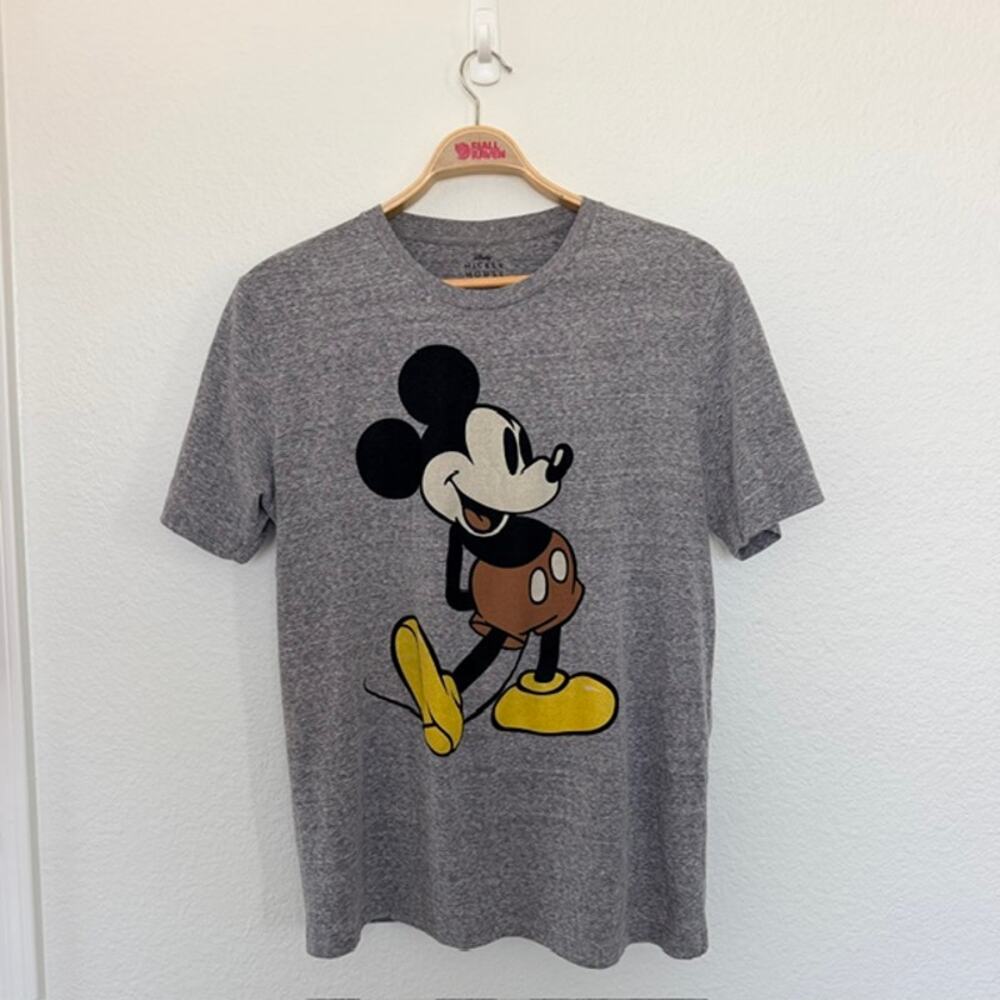 Disney Mickey Mouse Tee Shirt Unisex XL Gray Heather Giant‎ Mickey Cotton Blend